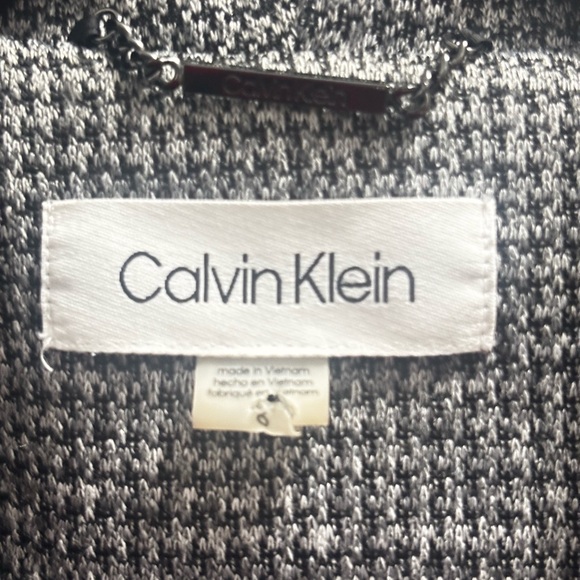 Calvin Klein Black White Open Ruffle Waterfall Blazer Jacket ✨ - Picture 5 of 6